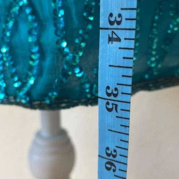 VINTAGE TEAL SEQUIN SPARKLY SHIFT DRESS.‎ Size 6 - Picture 7 of 10